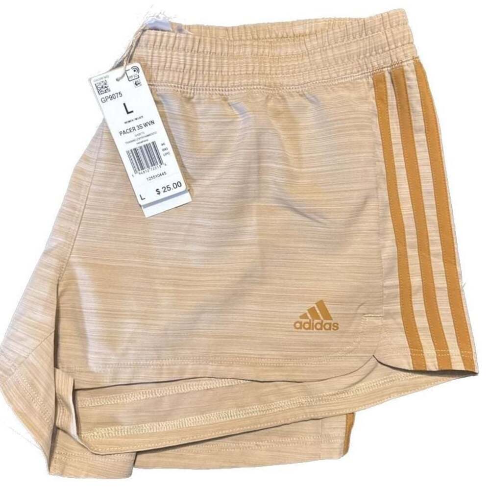 Adidas Womens Pacer 3-Stripes Woven Shorts Khaki